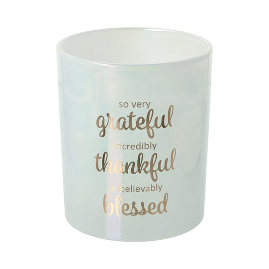 Oxford Candle Jar - White - Rose Gold Foil "Grateful" - Large - 1 of