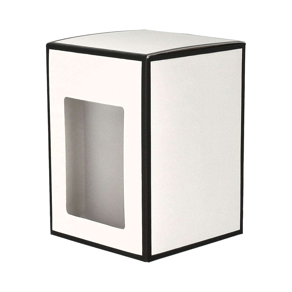 Danube Small Candle Box With Window - White w Black Edge - 12 of