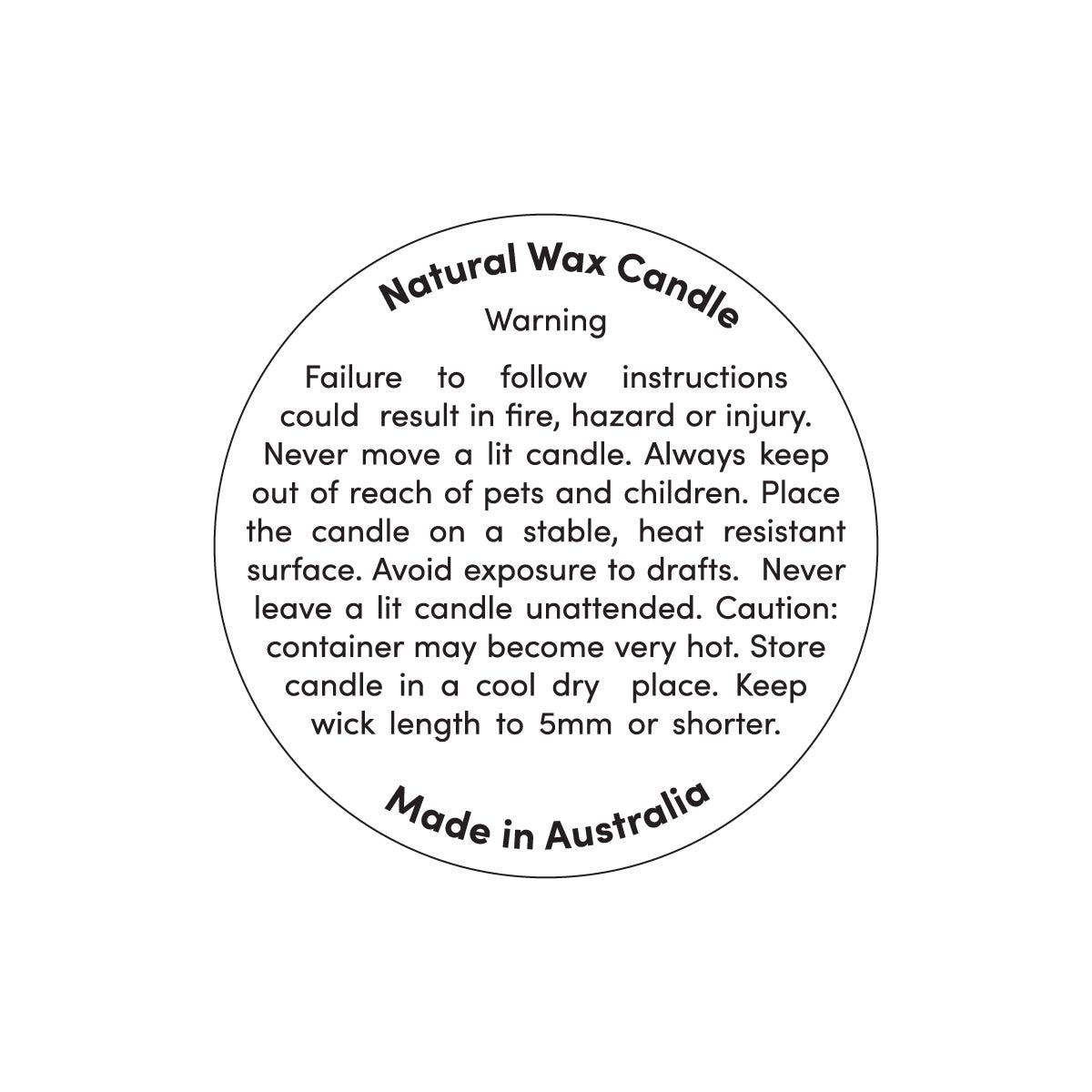 Warning Label - 35mm Round - Natural Wax