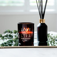 Oxford Candle Jar - Amber - Rose Gold Foil "Love Life" - Large - 1 of