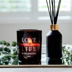 Oxford Candle Jar - Amber - Rose Gold Foil "Love Life" - Large - 1 of