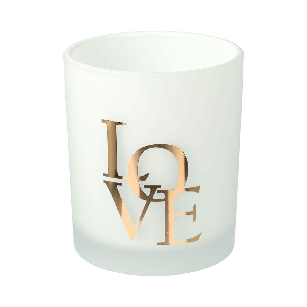 Oxford Candle Jar - Frosted White - Rose Gold Foil "LOVE"