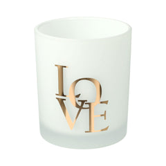 Oxford Candle Jar - Frosted White - Rose Gold Foil "LOVE"