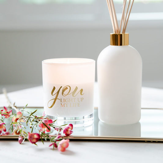 Oxford Candle Jar - White - Gold Foil "Light Up" - Large - 1 of