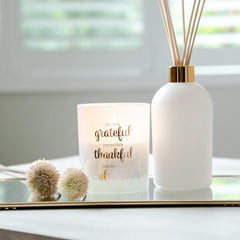 Oxford Candle Jar - White - Rose Gold Foil "Grateful" - Large - 1 of