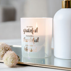 Oxford Candle Jar - White - Rose Gold Foil "Grateful" - Large - 1 of