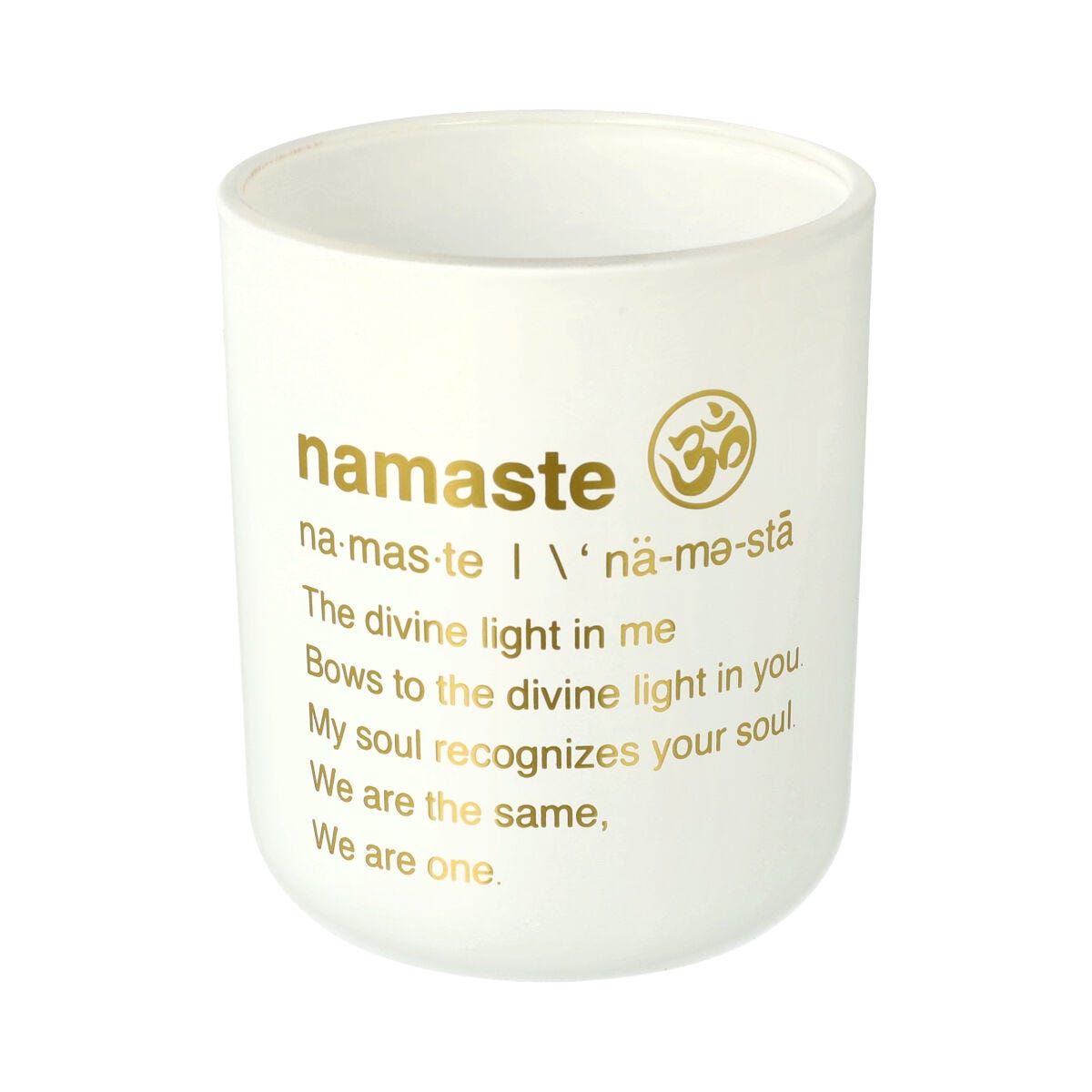 Cambridge Large White with Gold Namaste - 12 of